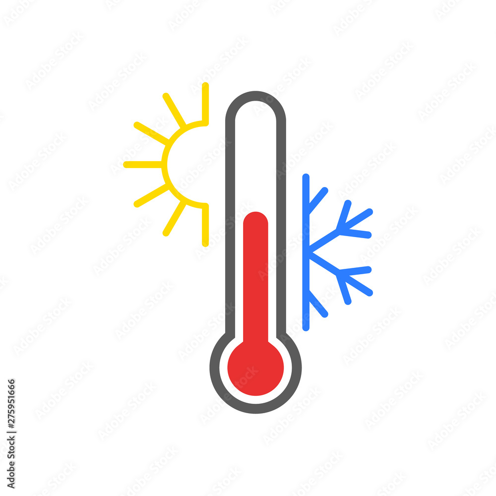 Thermometer with sun and snowflake illustration. Vector. Thermometer with sun and snowflake illustration. Vector.