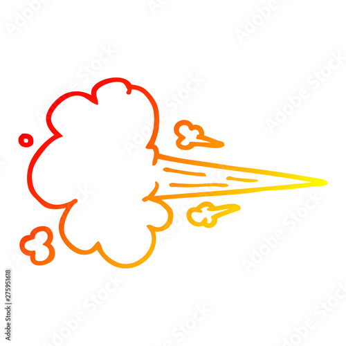 warm gradient line drawing cartoon whooshing cloud