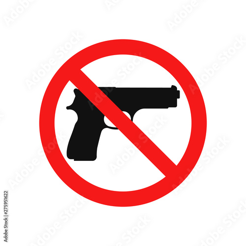No gun  sign. Vector. Isolated.
