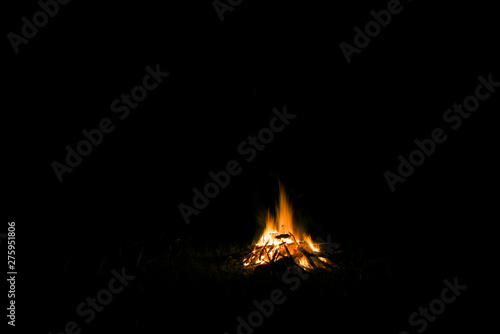 bonfire at night. fire at long exposure. flame