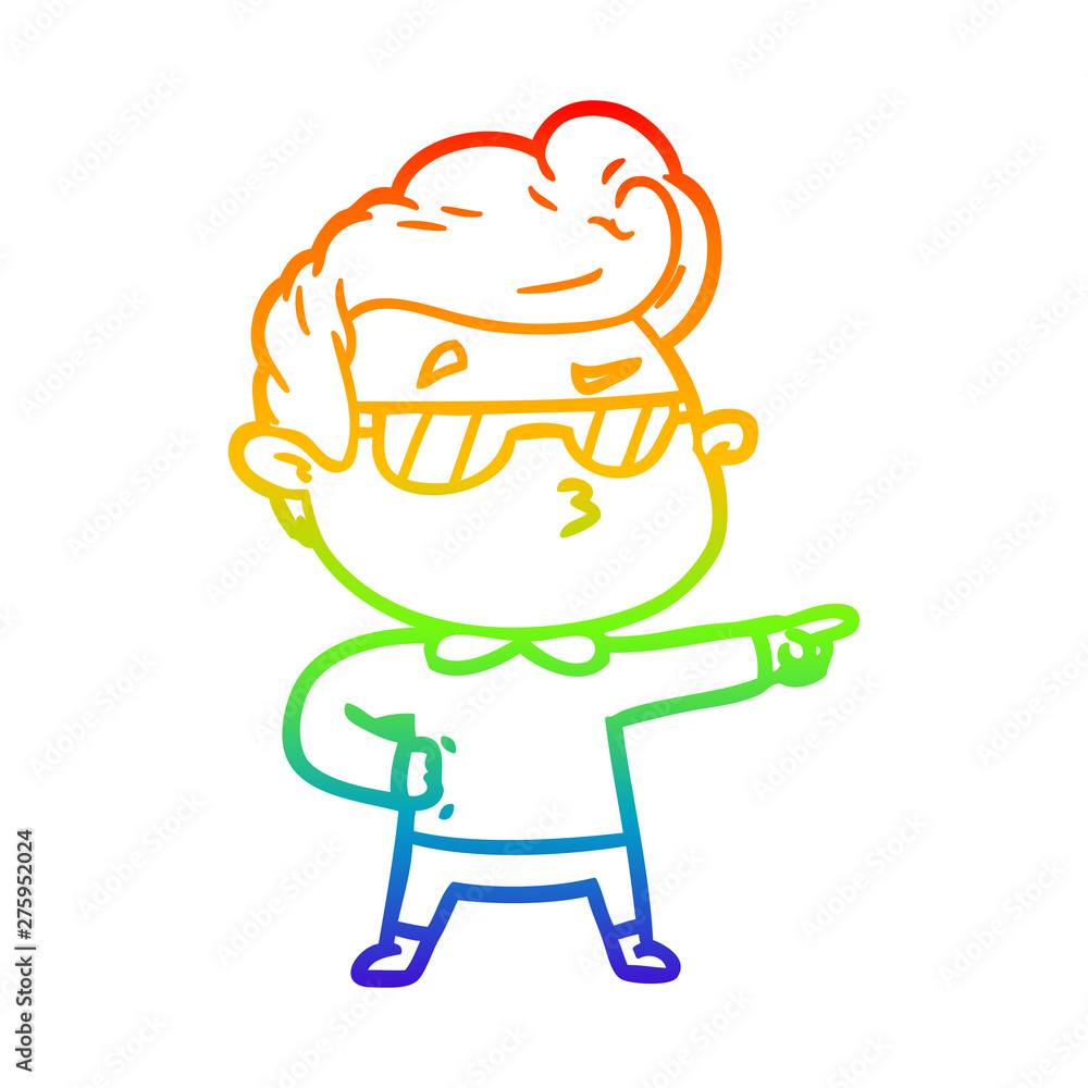 rainbow gradient line drawing cartoon cool guy