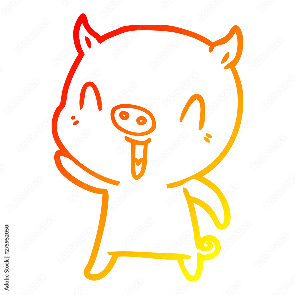 warm gradient line drawing happy cartoon pig warm gradient line drawing happy cartoon pig