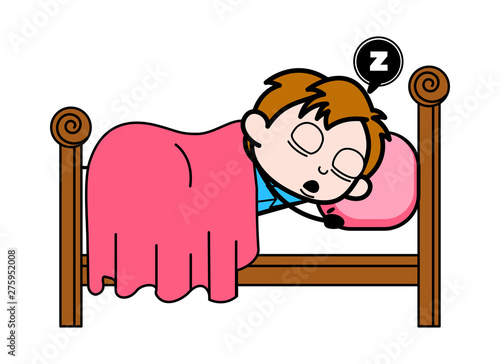 Sleeping - School Boy Cartoon Character Vector Illustration