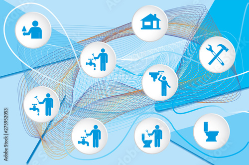 House remodel service worker icons set