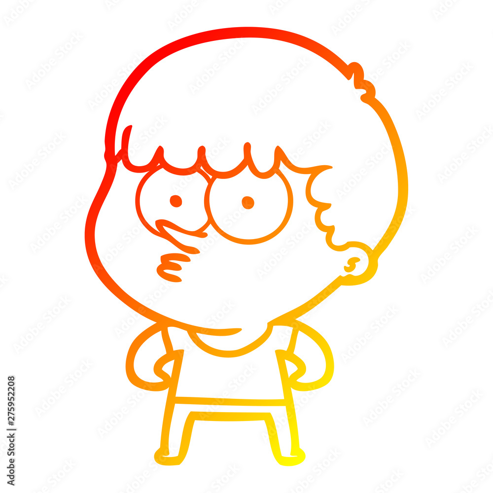 Fototapeta premium warm gradient line drawing cartoon curious boy