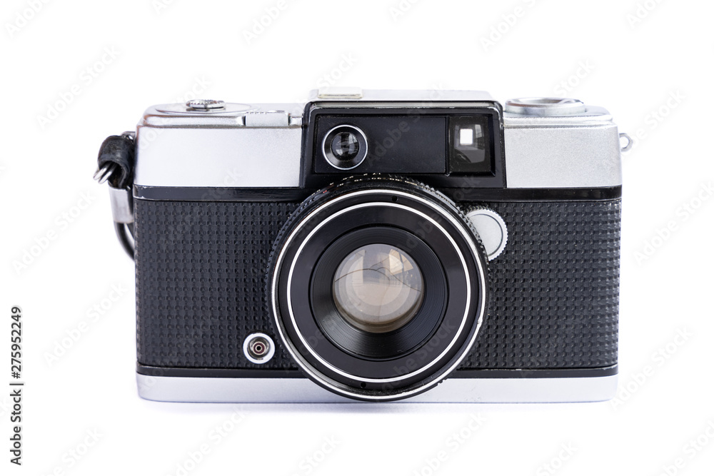 Vintage film camera isolated on white background.