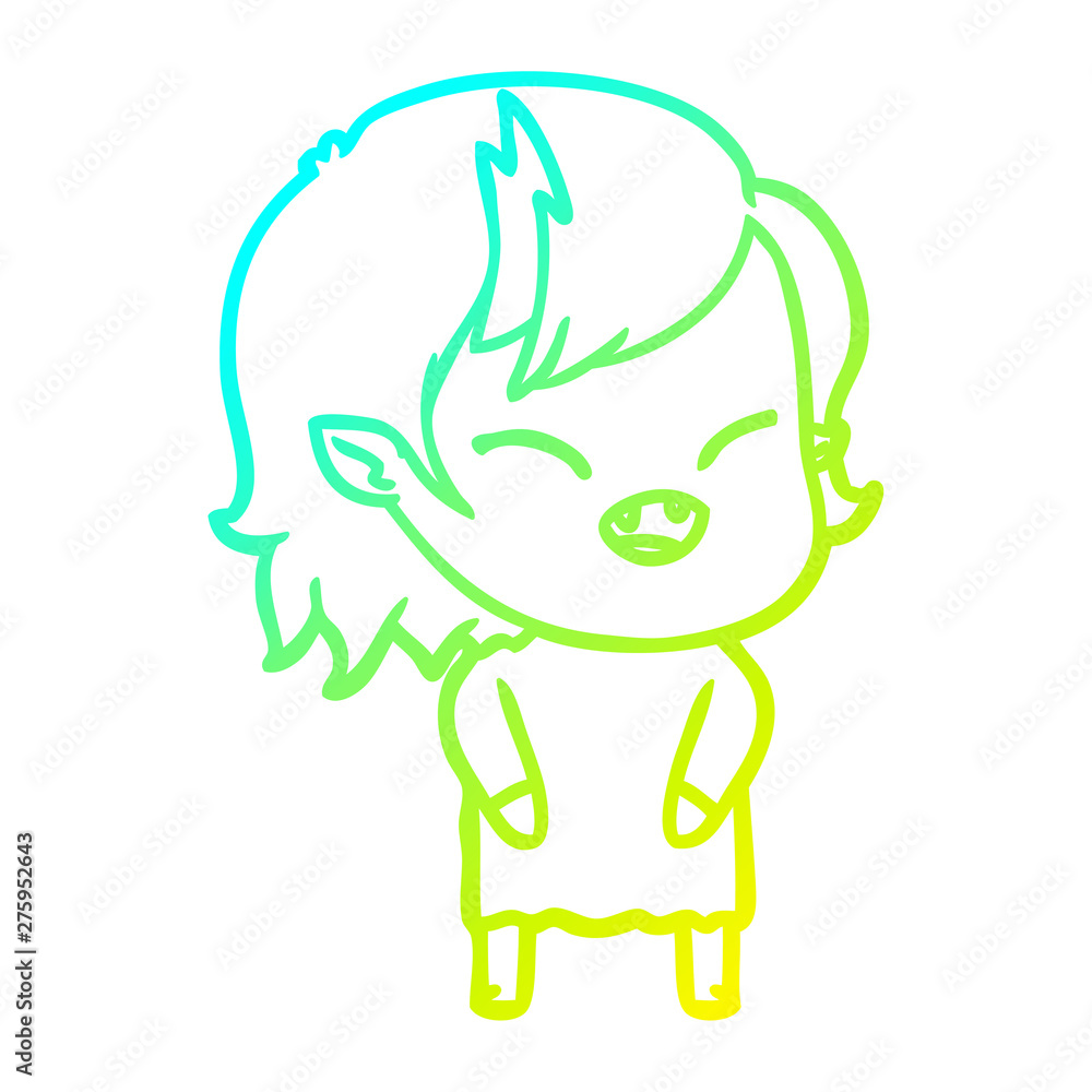 cold gradient line drawing cartoon laughing vampire girl cold gradient line drawing cartoon laughing vampire girl
