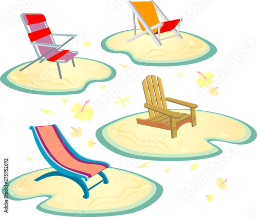 Beach Chairs in Different Variation Set