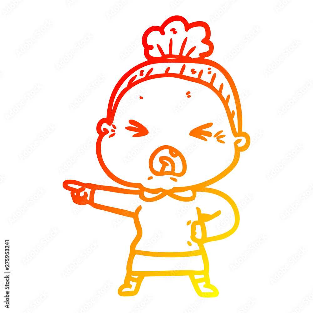 warm gradient line drawing cartoon angry old woman warm gradient line drawing cartoon angry old woman