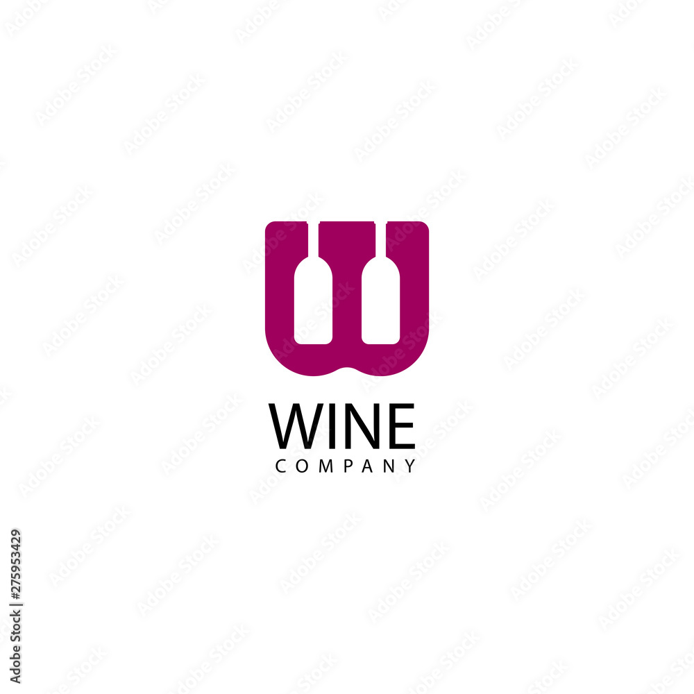 W letter Wine logo vector icon illustration