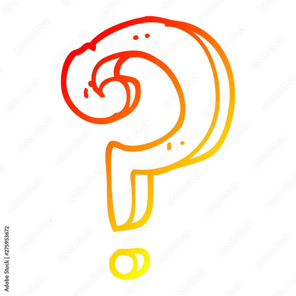 Fototapeta premium warm gradient line drawing cartoon question mark