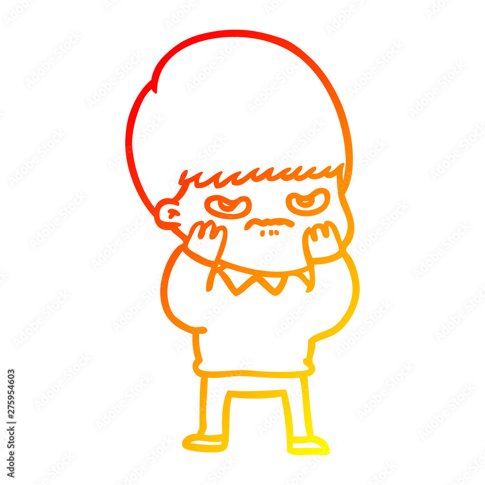 warm gradient line drawing annoyed cartoon boy warm gradient line drawing annoyed cartoon boy