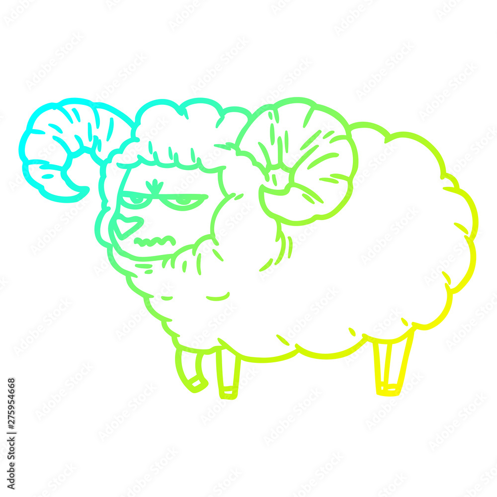 cold gradient line drawing cartoon angry ram cold gradient line drawing cartoon angry ram