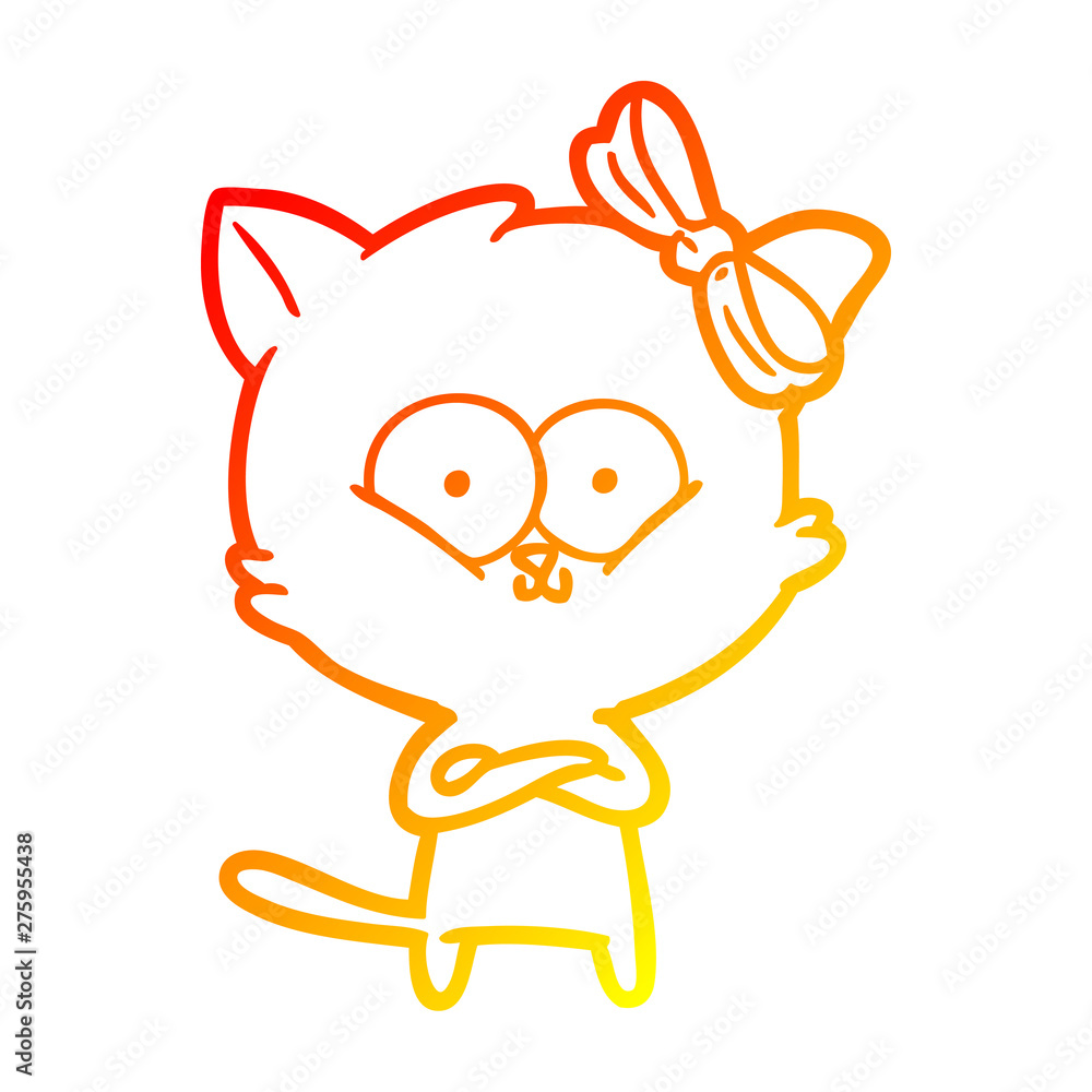 warm gradient line drawing cartoon cat warm gradient line drawing cartoon cat