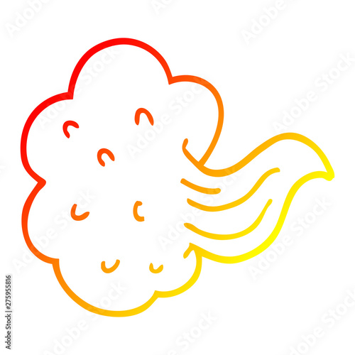 warm gradient line drawing cartoon whooshing cloud