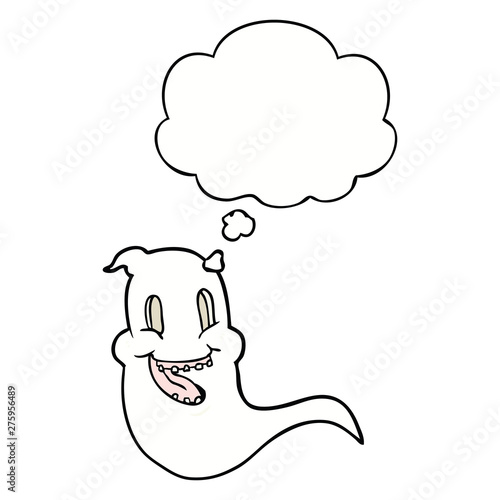 cartoon spooky ghost and thought bubble