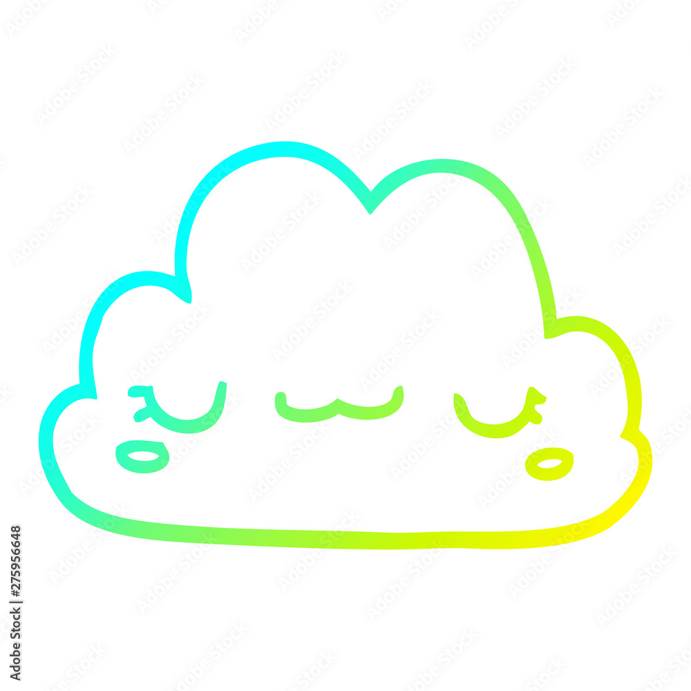 cold gradient line drawing cute cartoon cloud cold gradient line drawing cute cartoon cloud