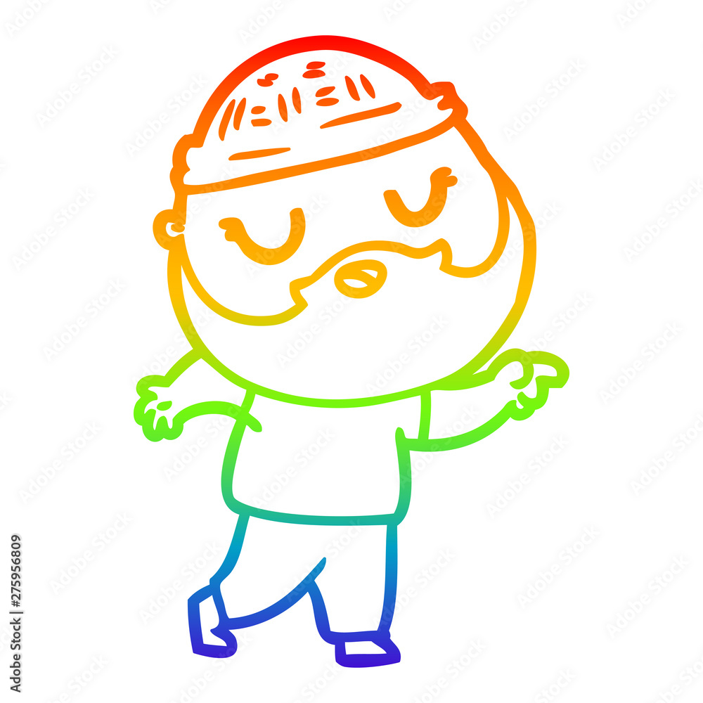 rainbow gradient line drawing cartoon man with beard rainbow gradient line drawing cartoon man with beard