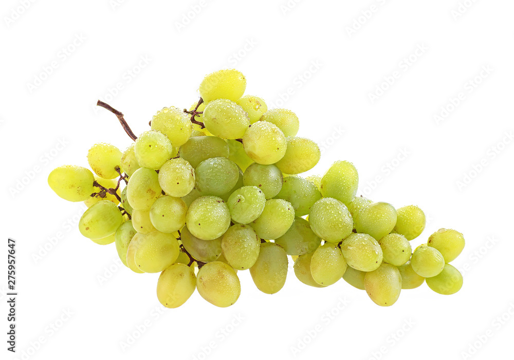Bunch of grapes with water drops isolated on white background Bunch of grapes with water drops isolated on white background