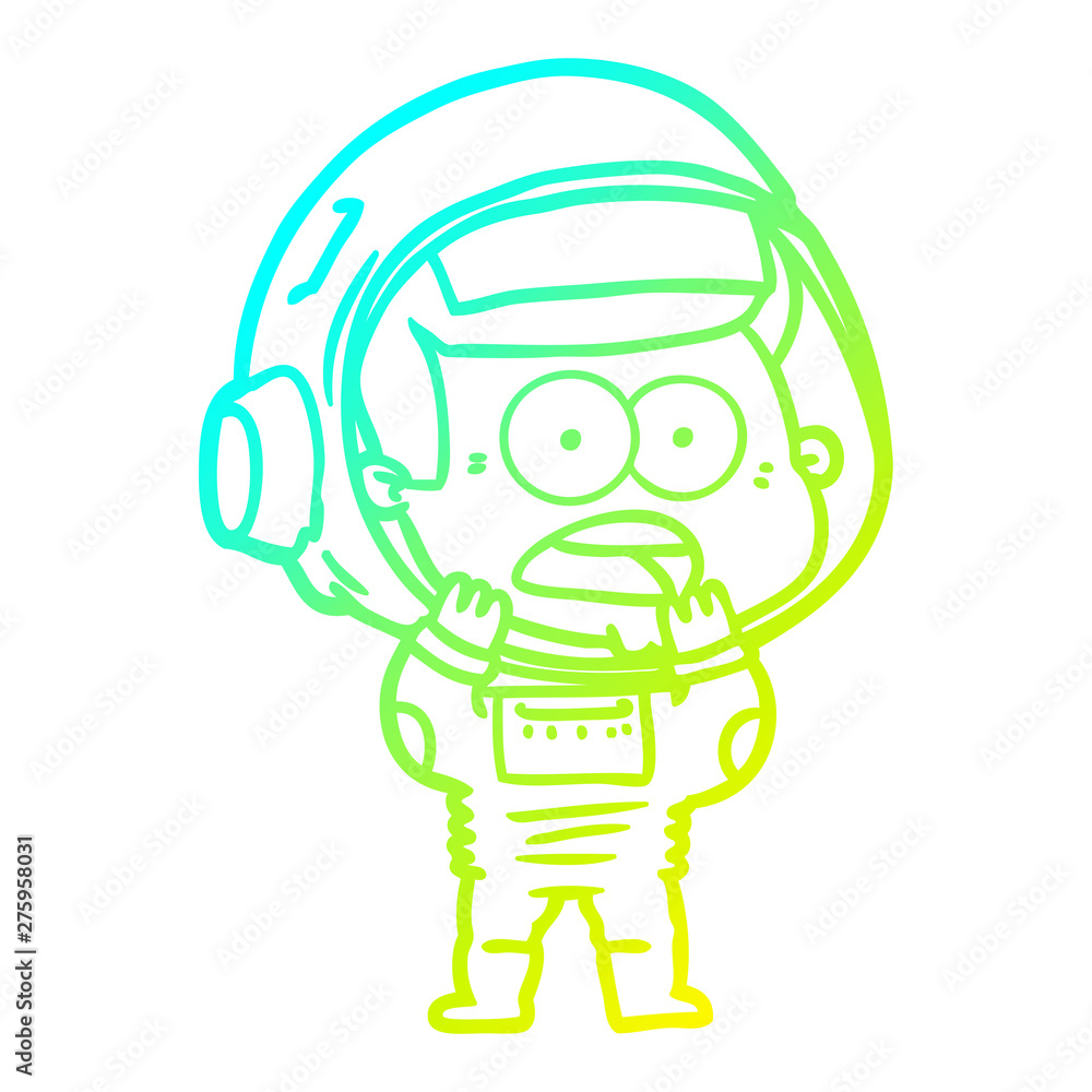 cold gradient line drawing cartoon surprised astronaut cold gradient line drawing cartoon surprised astronaut