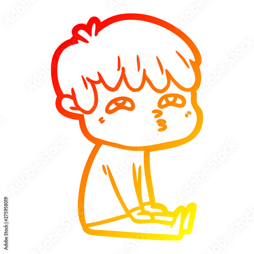 warm gradient line drawing cartoon curious man