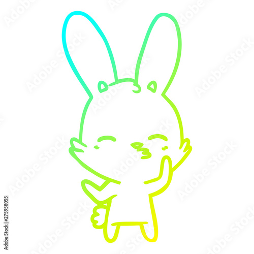 cold gradient line drawing curious bunny cartoon