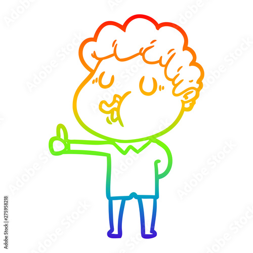 rainbow gradient line drawing cartoon man singing