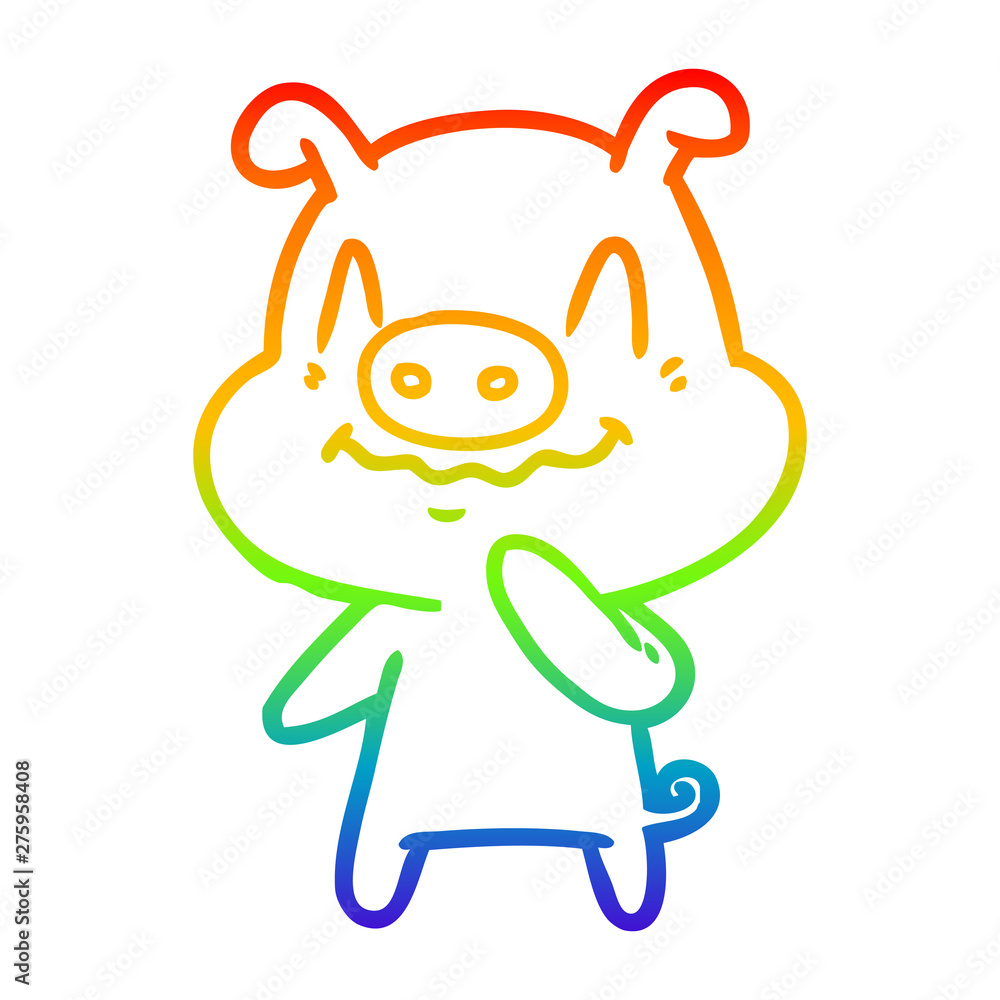 rainbow gradient line drawing nervous cartoon pig rainbow gradient line drawing nervous cartoon pig
