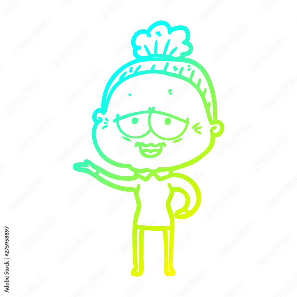 cold gradient line drawing cartoon happy old lady cold gradient line drawing cartoon happy old lady