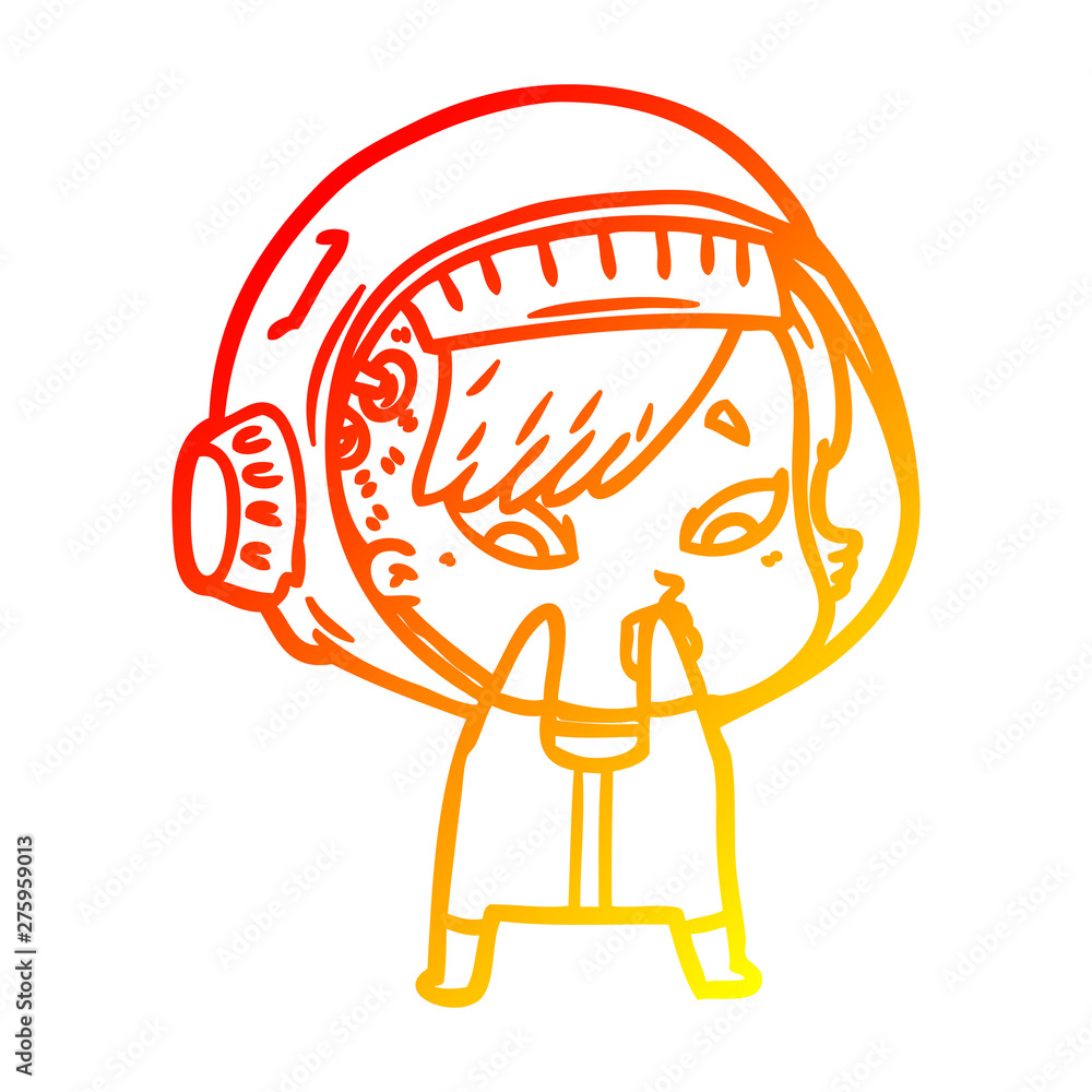 warm gradient line drawing cartoon astronaut woman warm gradient line drawing cartoon astronaut woman