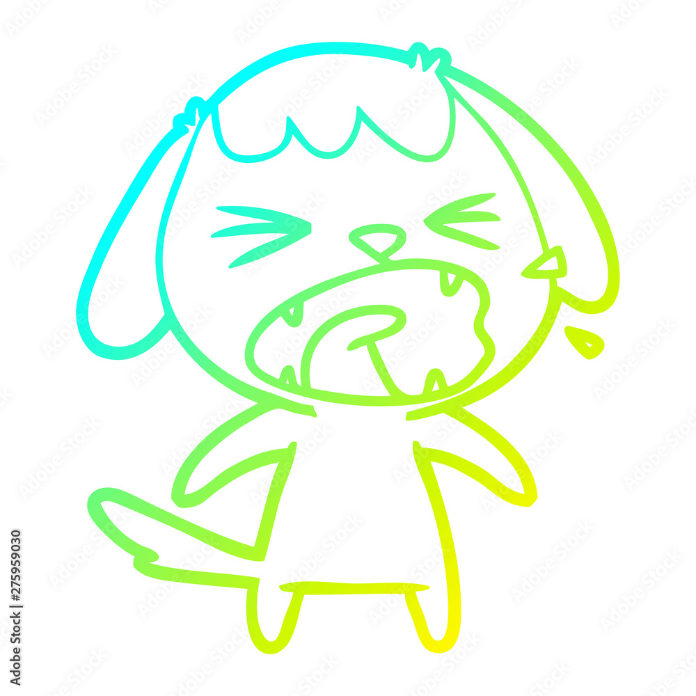 Obraz premium cold gradient line drawing cute cartoon dog barking