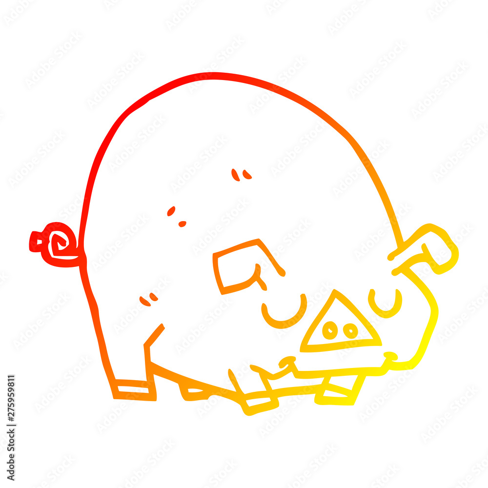 warm gradient line drawing cartoon fat pig warm gradient line drawing cartoon fat pig