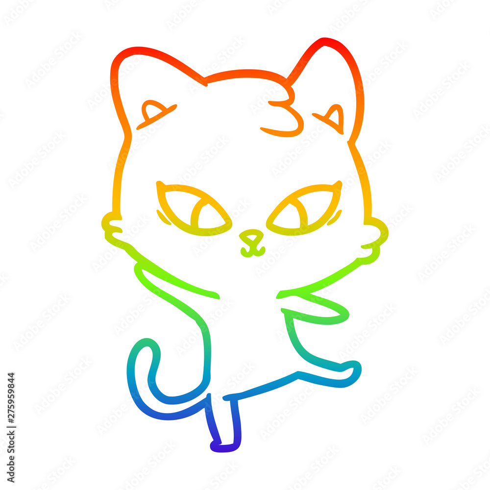 rainbow gradient line drawing cute cartoon cat rainbow gradient line drawing cute cartoon cat