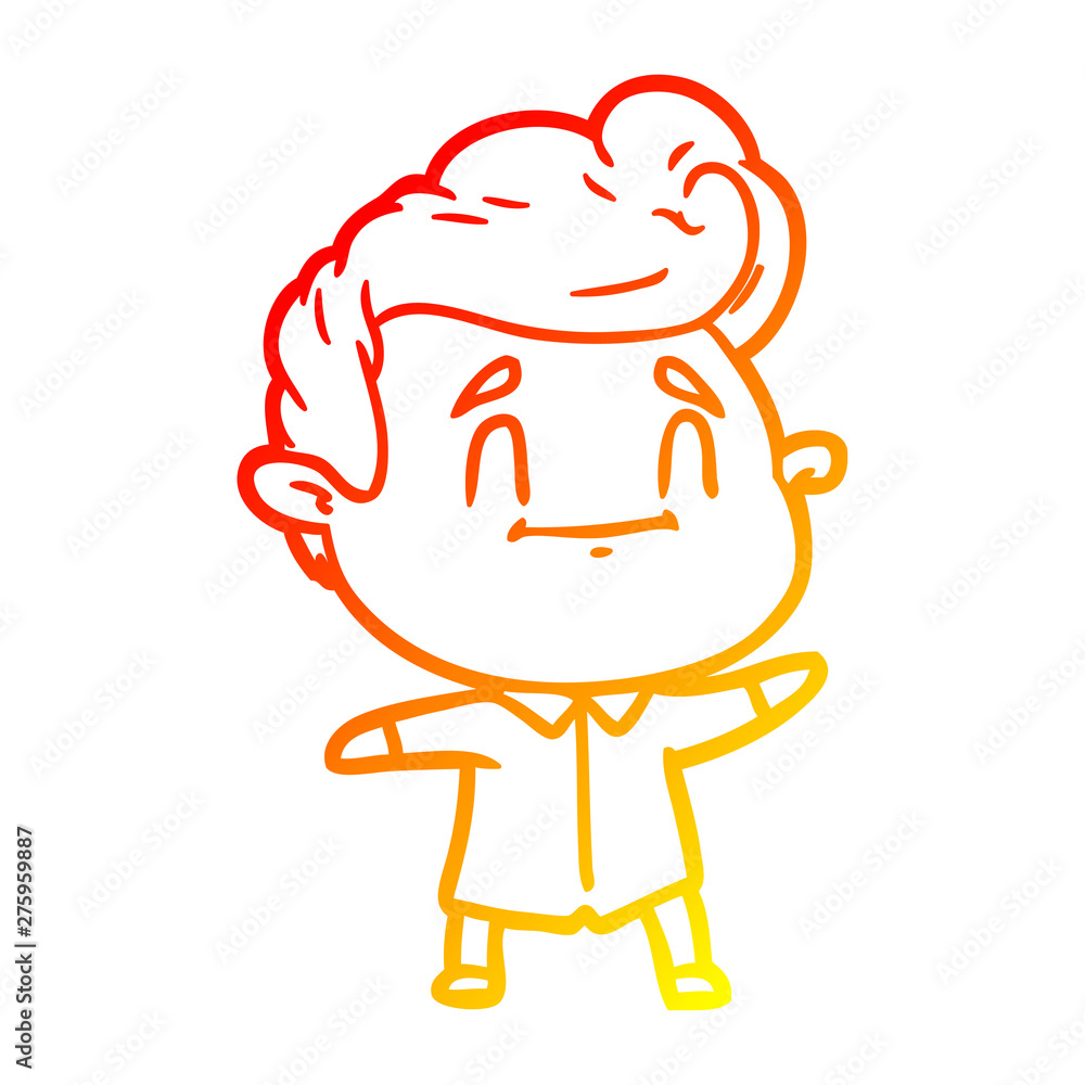 warm gradient line drawing happy cartoon man warm gradient line drawing happy cartoon man