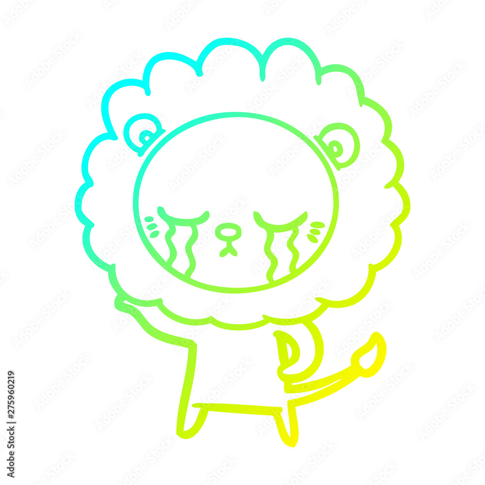 cold gradient line drawing crying cartoon lion cold gradient line drawing crying cartoon lion