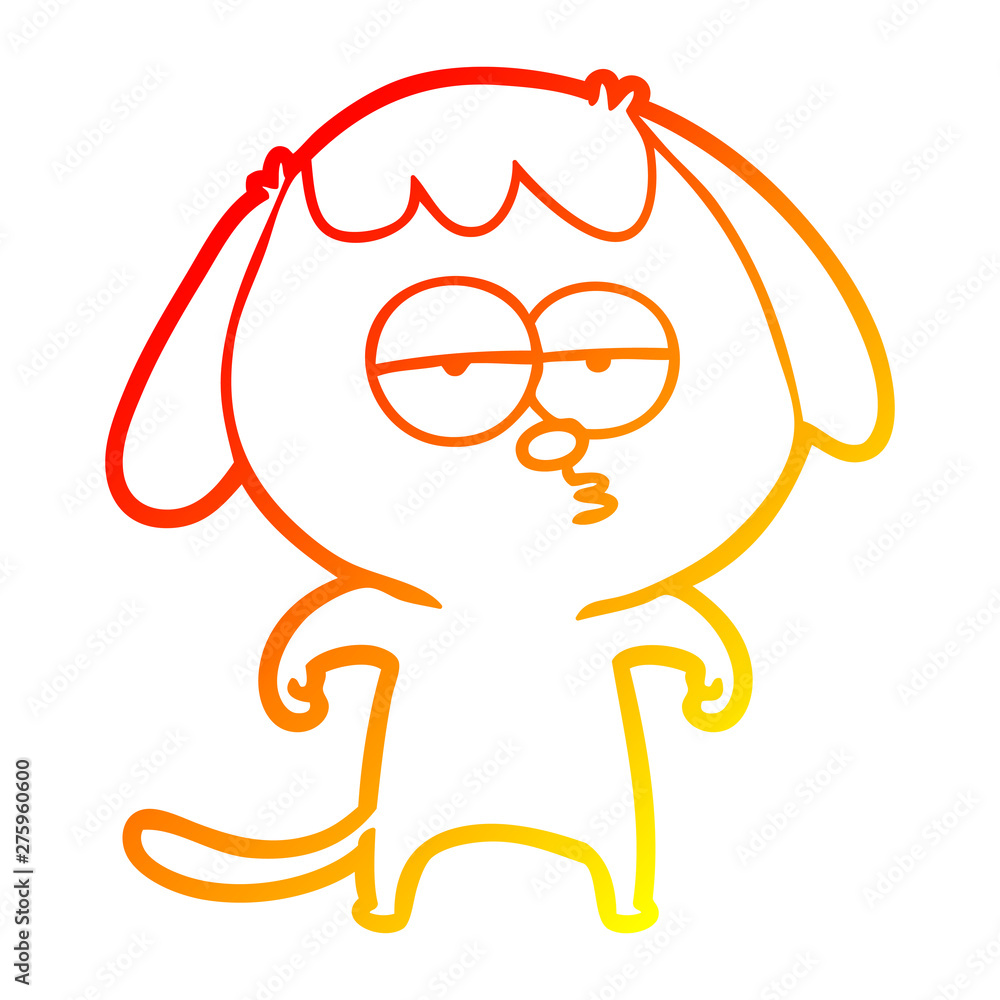 warm gradient line drawing cartoon bored dog warm gradient line drawing cartoon bored dog