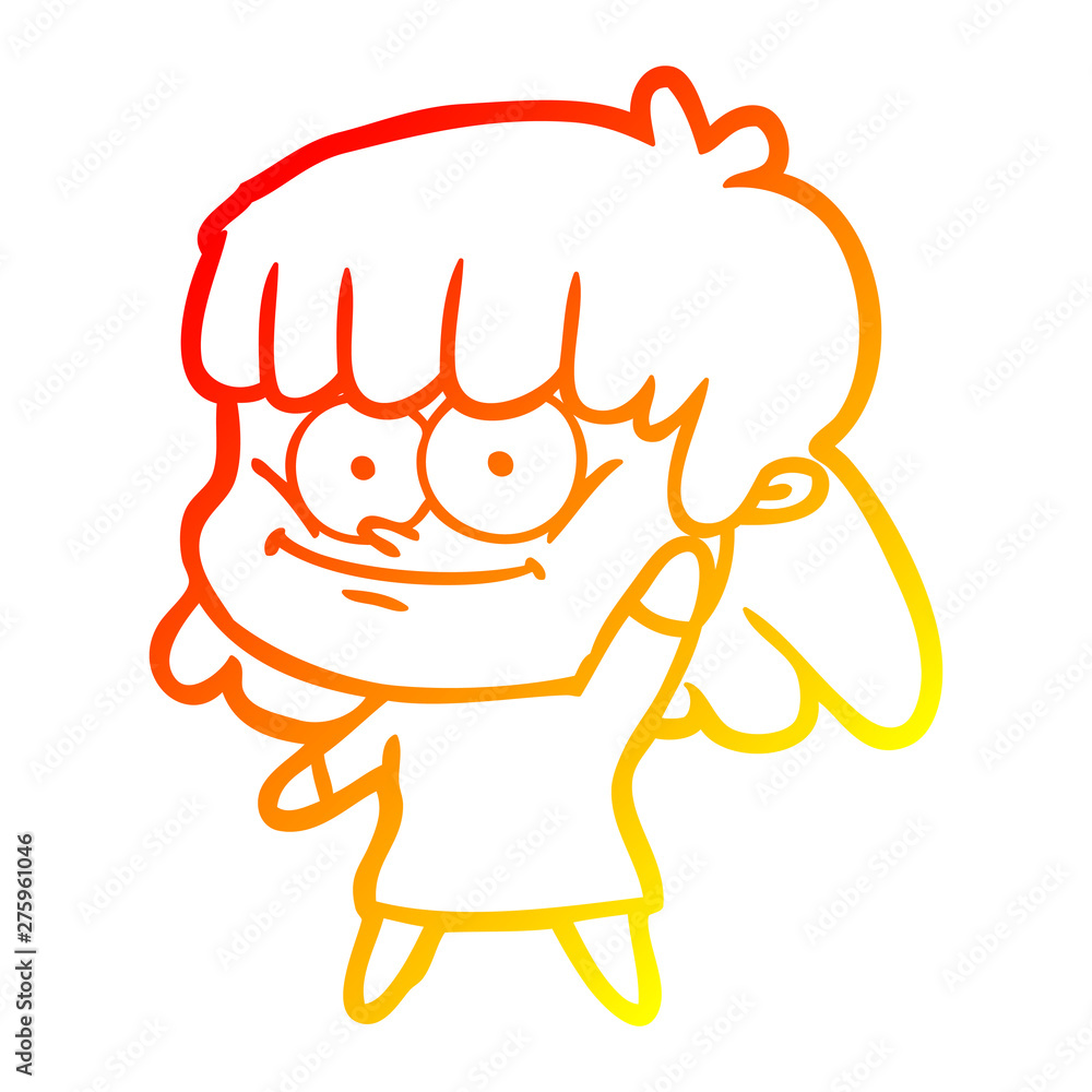 warm gradient line drawing cartoon girl smiling warm gradient line drawing cartoon girl smiling