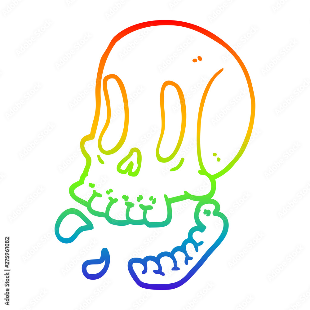 Obraz premium rainbow gradient line drawing cartoon skull