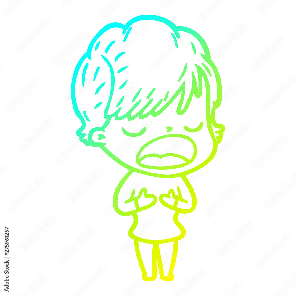 cold gradient line drawing cartoon woman talking cold gradient line drawing cartoon woman talking