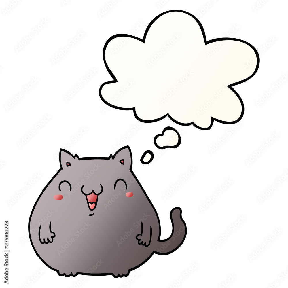 cartoon cat and thought bubble in smooth gradient style cartoon cat and thought bubble in smooth gradient style