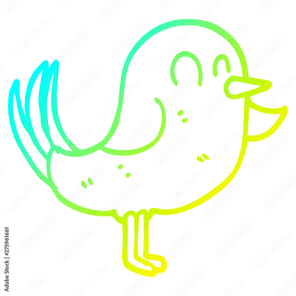 Fototapeta premium cold gradient line drawing cartoon bird pointing