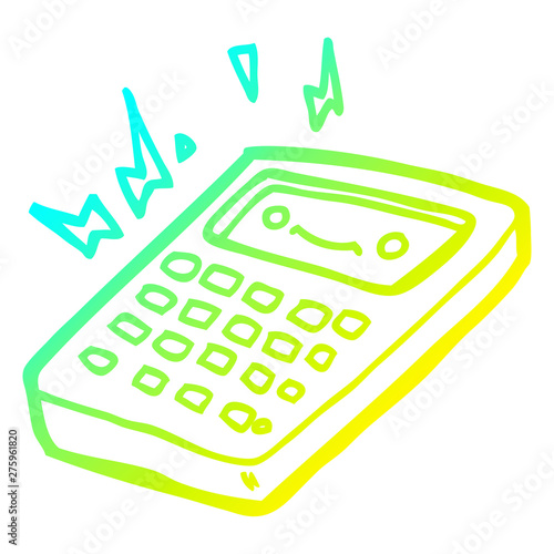 cold gradient line drawing cartoon calculator