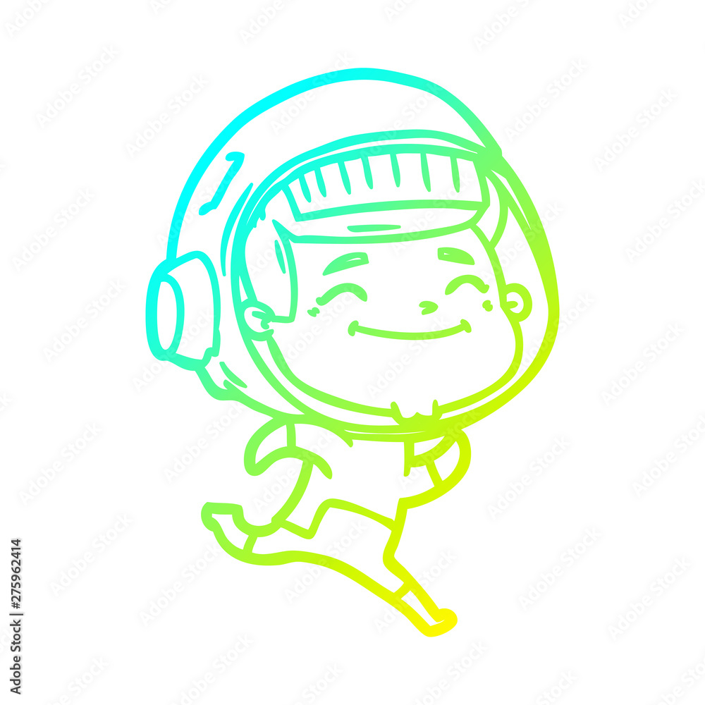 cold gradient line drawing happy cartoon astronaut cold gradient line drawing happy cartoon astronaut