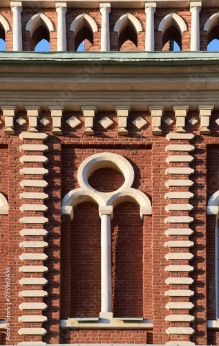 Tsaritsyno Palace complex in Moscow, founded by decree of Empress Catherine II in 1776. The construction was supervised by architects Vasily Bazhenov and Matvey Kazakov. Russia, Moscow, June 2019 photo