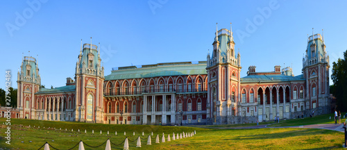 Tsaritsyno Palace complex in Moscow, founded by decree of Empress Catherine II in 1776. The construction was supervised by architects Vasily Bazhenov and Matvey Kazakov. Russia, Moscow, June 2019