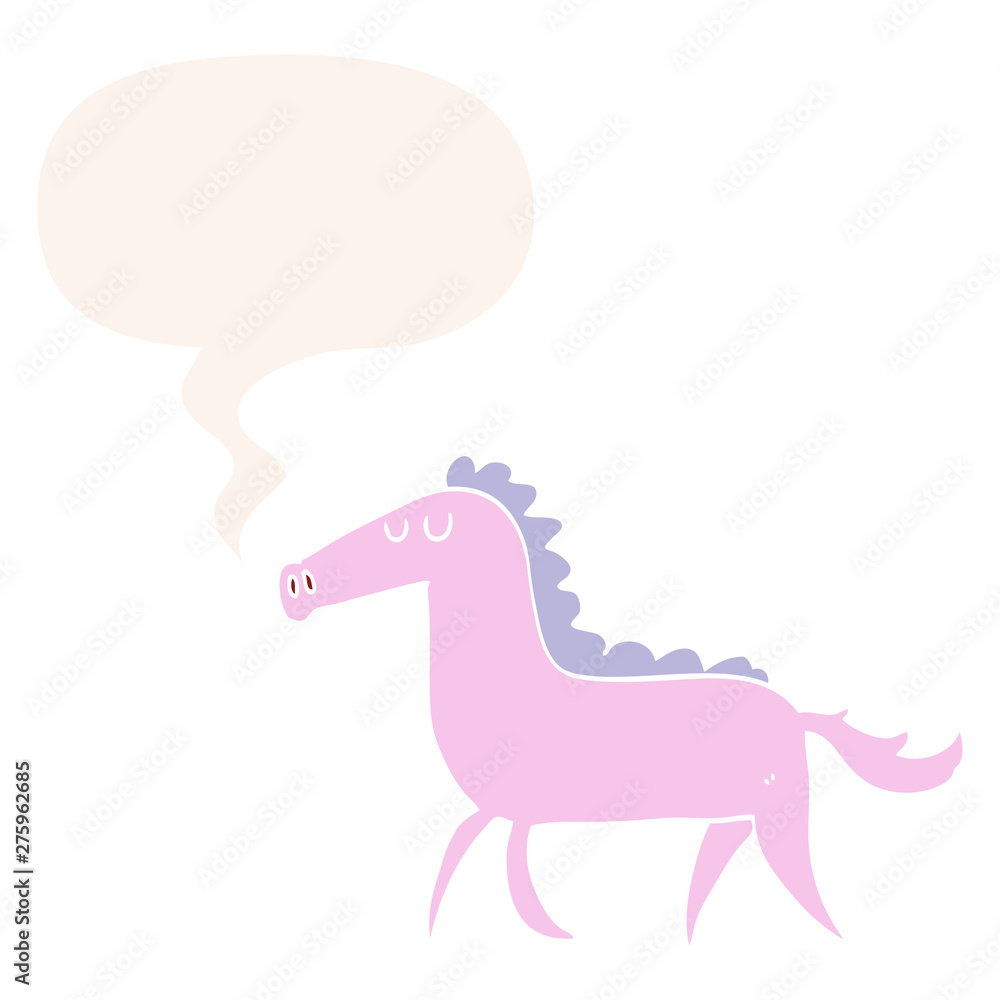 cartoon horse and speech bubble in retro style cartoon horse and speech bubble in retro style
