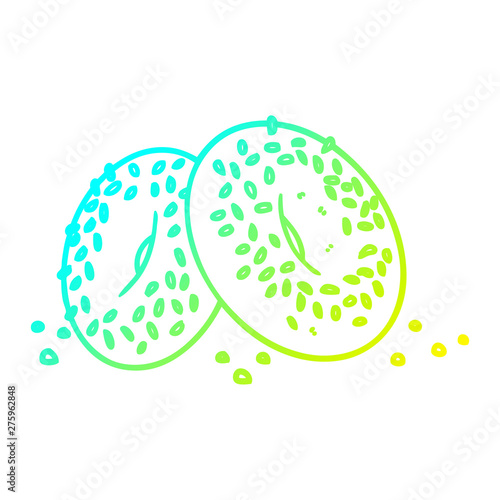 cold gradient line drawing cartoon bagels