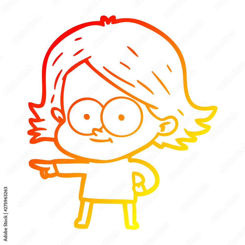 warm gradient line drawing happy cartoon girl warm gradient line drawing happy cartoon girl