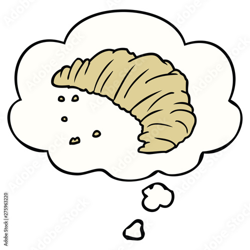 cartoon croissant and thought bubble