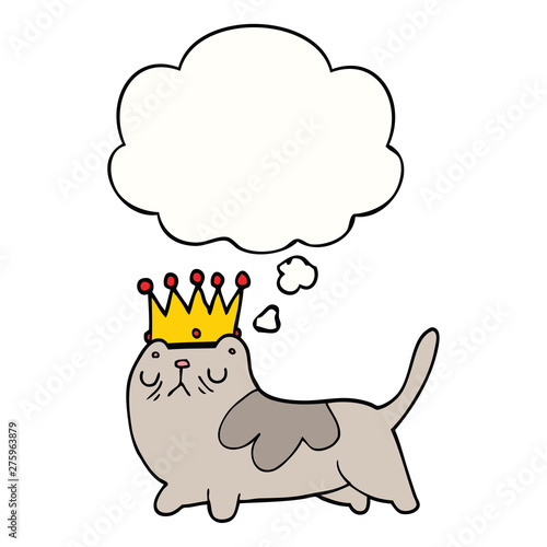 cartoon arrogant cat and thought bubble